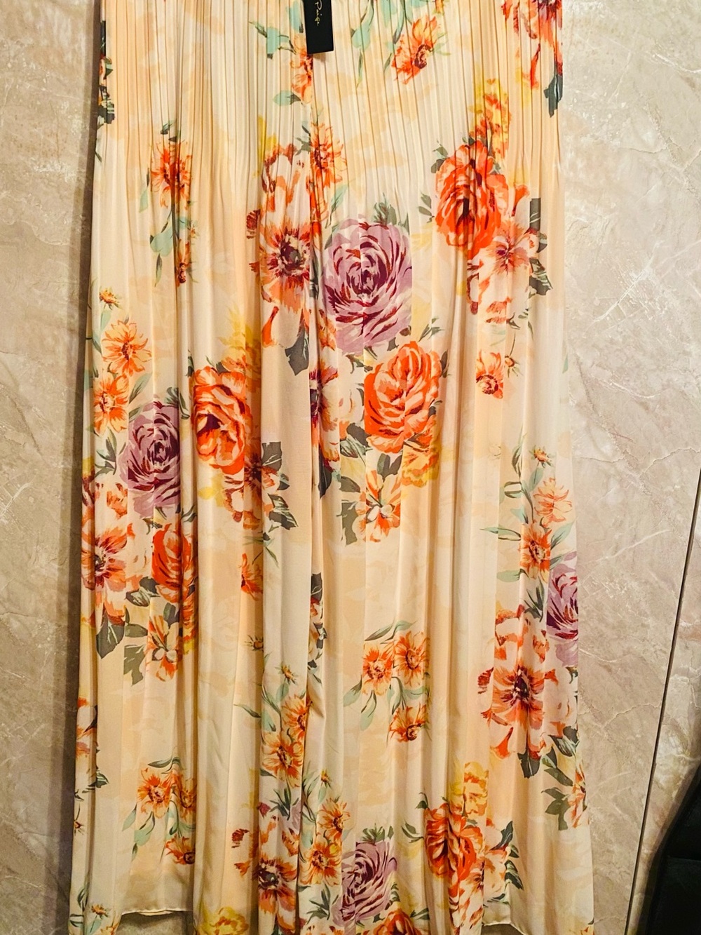 Melissa Paige Cream Floral Pleated Wide-Leg Jumpsuit